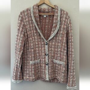 Pendleton Vtg Rust & Cream Knit Blazer with Trim
